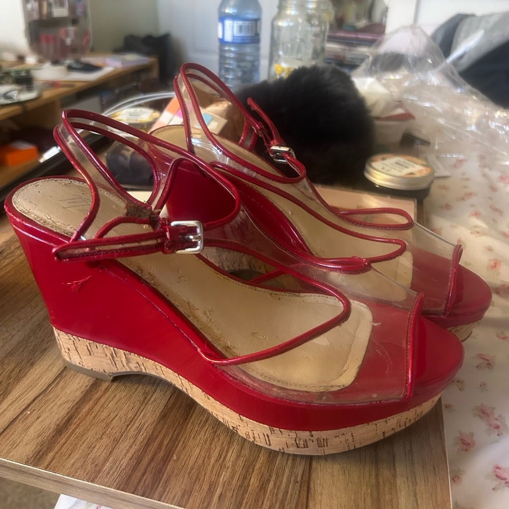 Vintage americana red cork wedge sandles - size 8.5